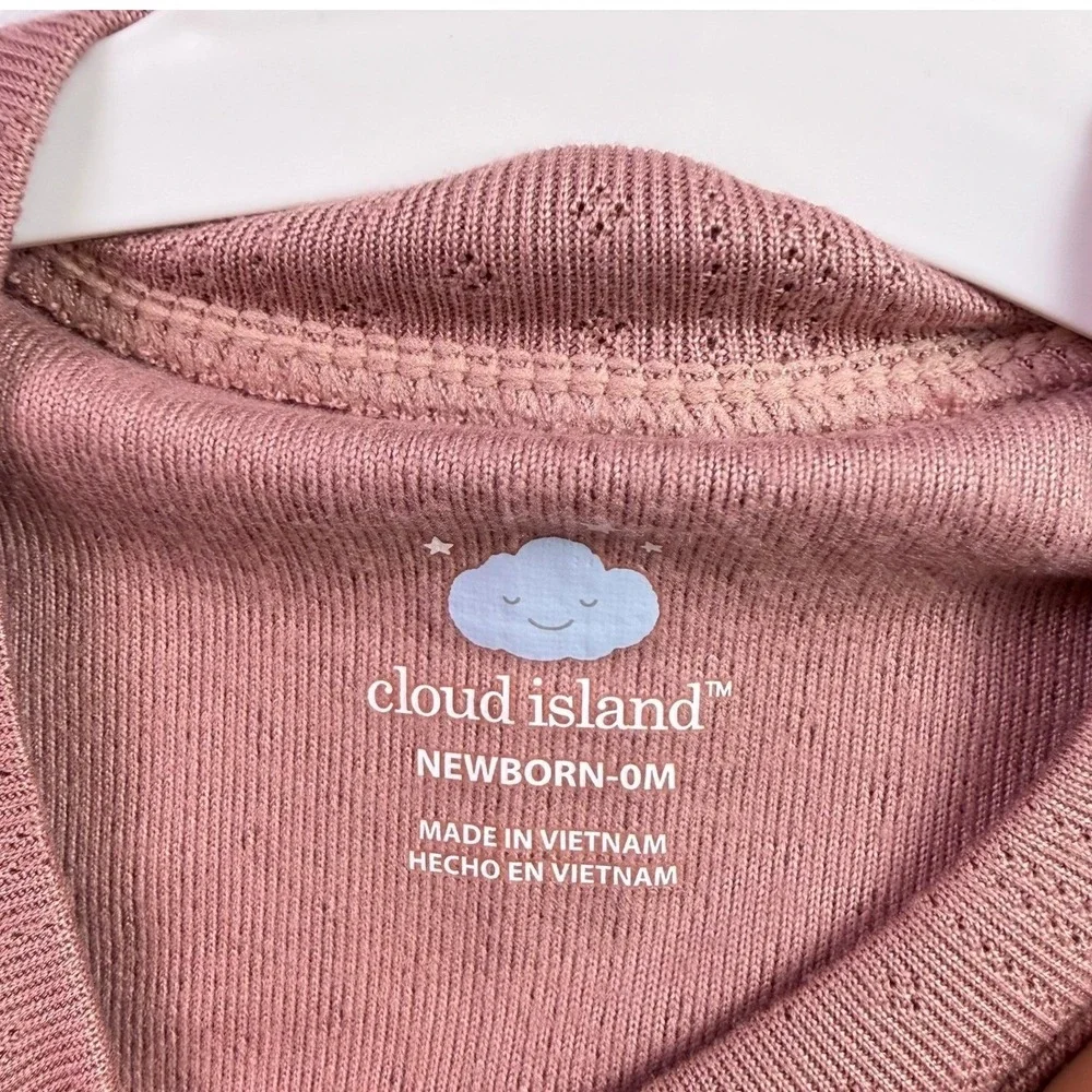 Cloud Island Baby Girl Newborn 0M Pink Ribbed Romper 2 Piece Set NWT